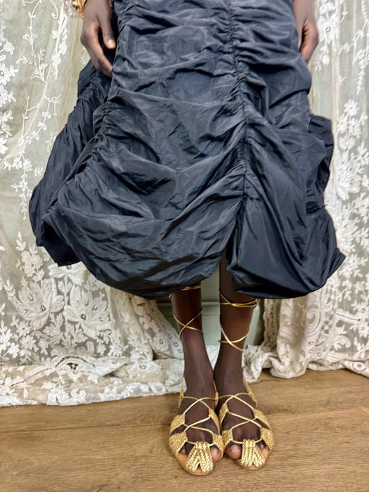 Wanda, black parachute draped taffeta skirt