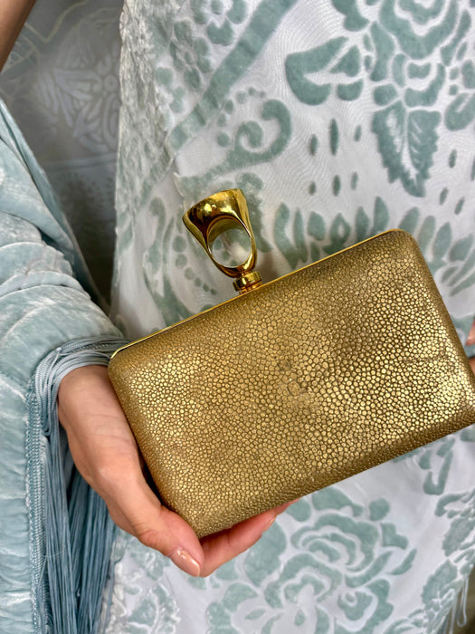 Tom Ford, gold faux chargreen gold ring clutch