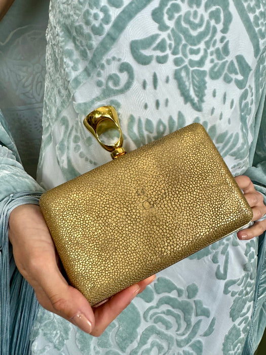 Tom Ford, gold faux chargreen gold ring clutch