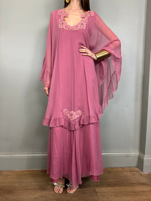 Kati, 70s pink caped dress