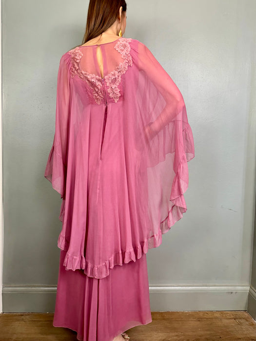 Kati, 70s pink caped dress