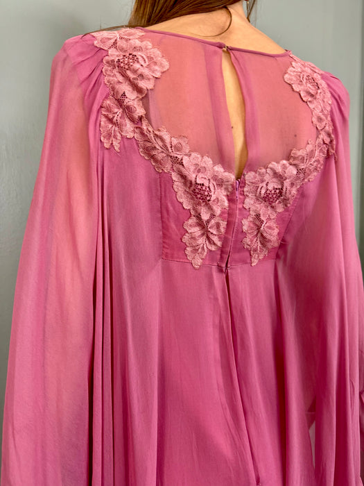 Kati, 70s pink caped dress