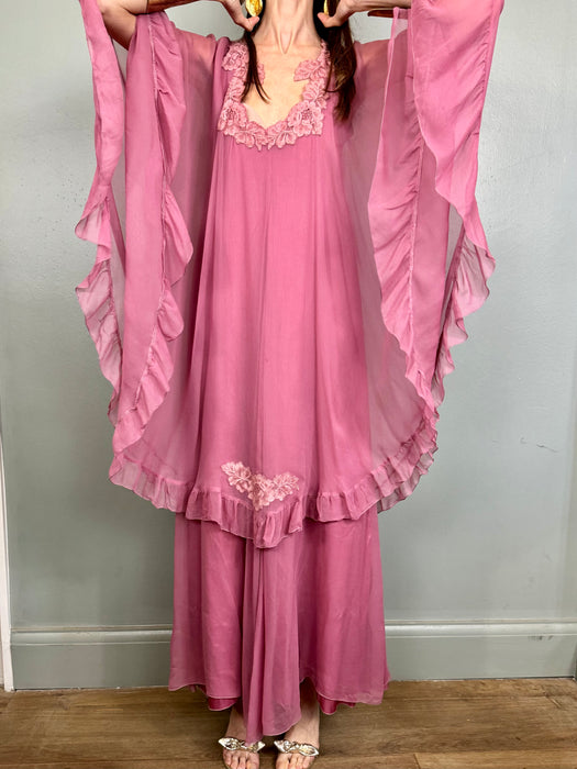 Kati, 70s pink caped dress