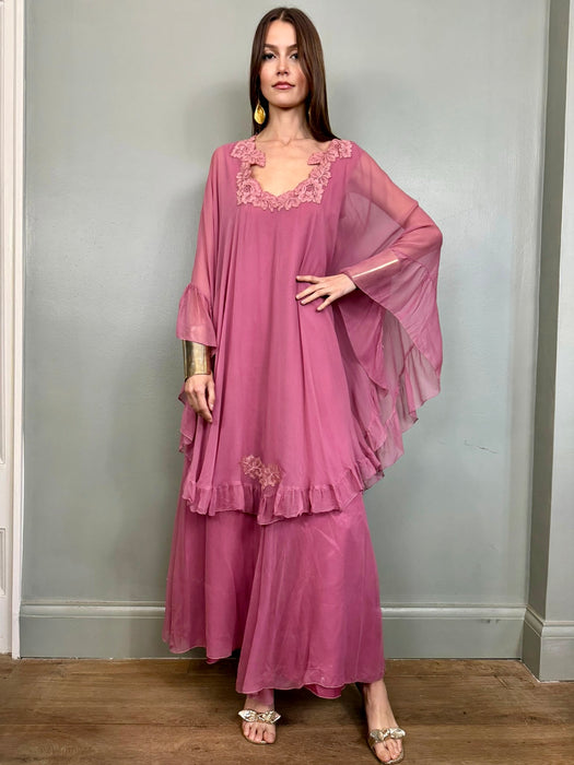 Pink 70s dress best sale