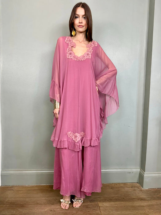 Kati, 70s pink caped dress