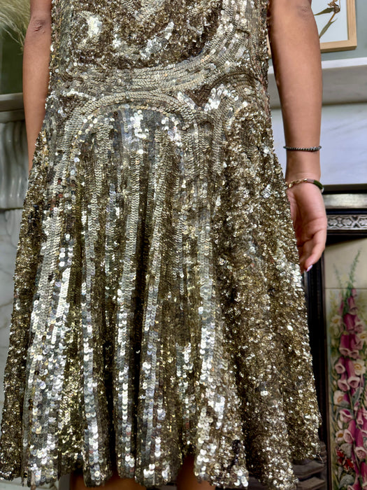 Vivian, 20s light gold sequins flapper dress