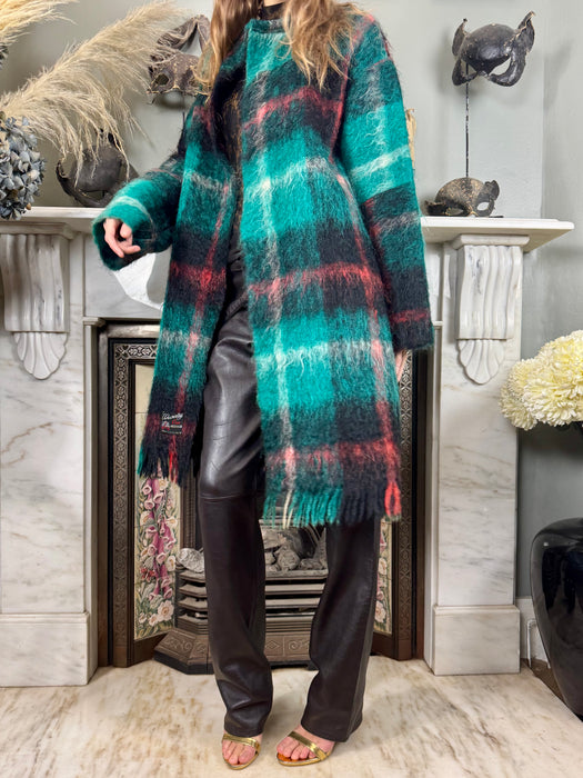 Amanda, vintage plaid fringed coat