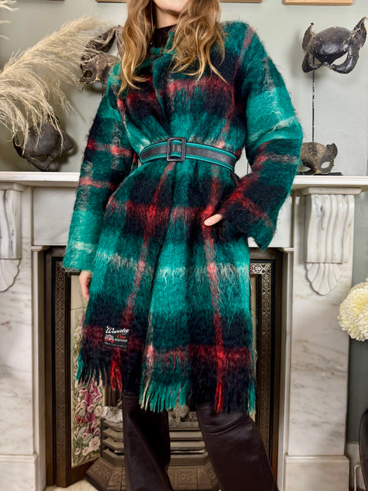 Amanda, vintage plaid fringed coat