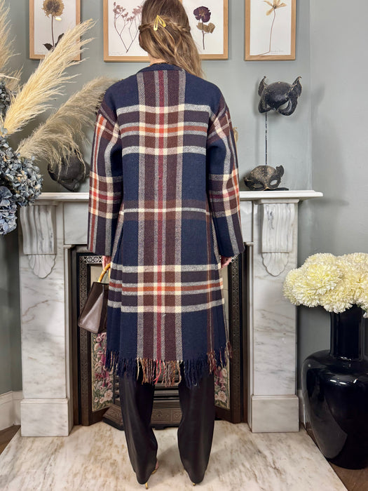 Lense, vintage plaid fringed coat