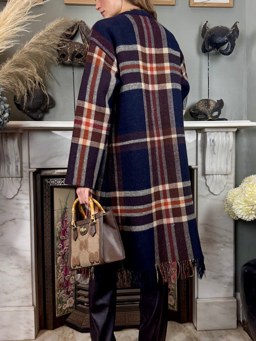 Lense, vintage plaid fringed coat