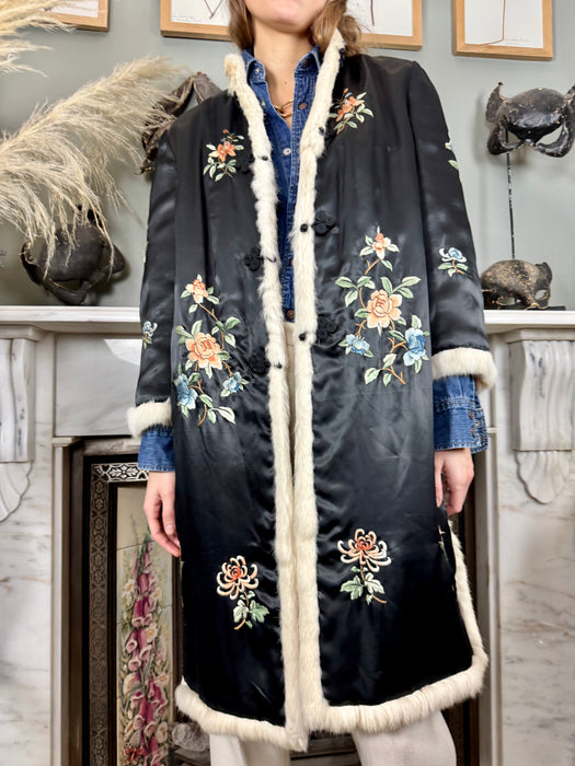 Nicola, Oriental 30s sik embroidered fur lined coat