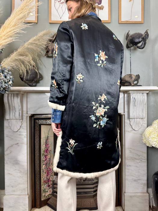 Nicola, Oriental 30s sik embroidered fur lined coat