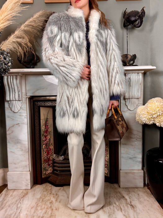 Oura, faux fur chevron 70s coat