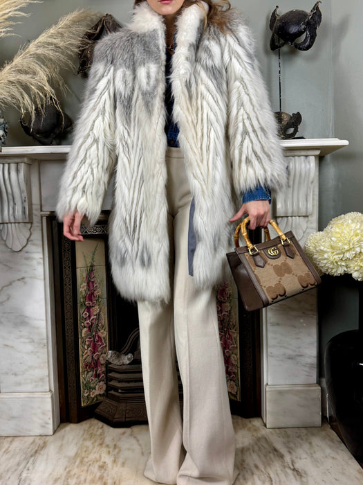 Oura, faux fur chevron 70s coat