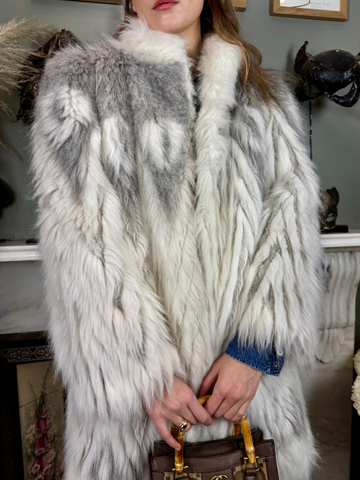 Oura, faux fur chevron 70s coat