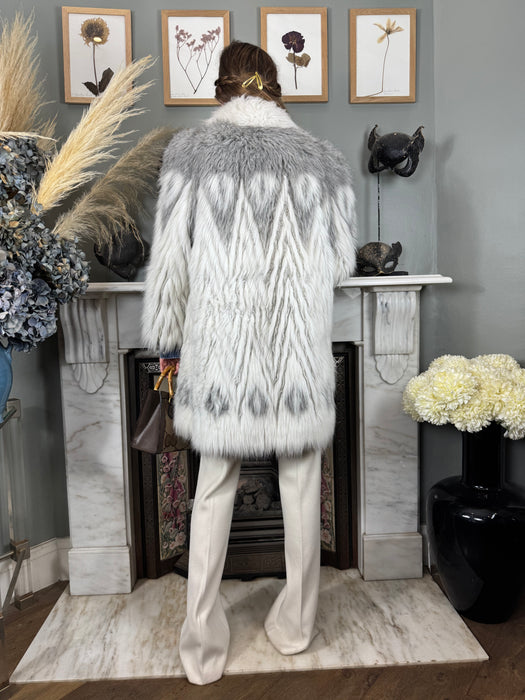 Oura, faux fur chevron 70s coat