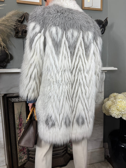 Oura, faux fur chevron 70s coat