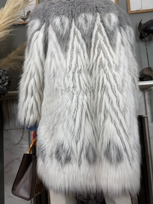 Oura, faux fur chevron 70s coat