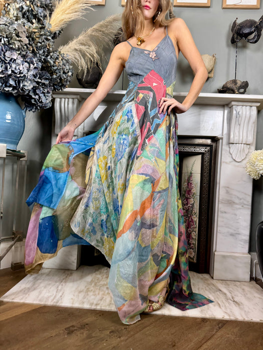 Agnes, mixed hand painted scarf dress