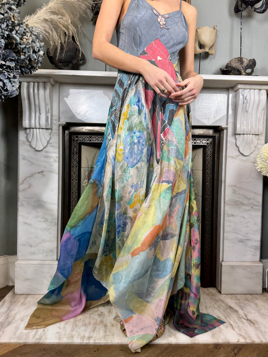 Agnes, mixed hand painted scarf dress