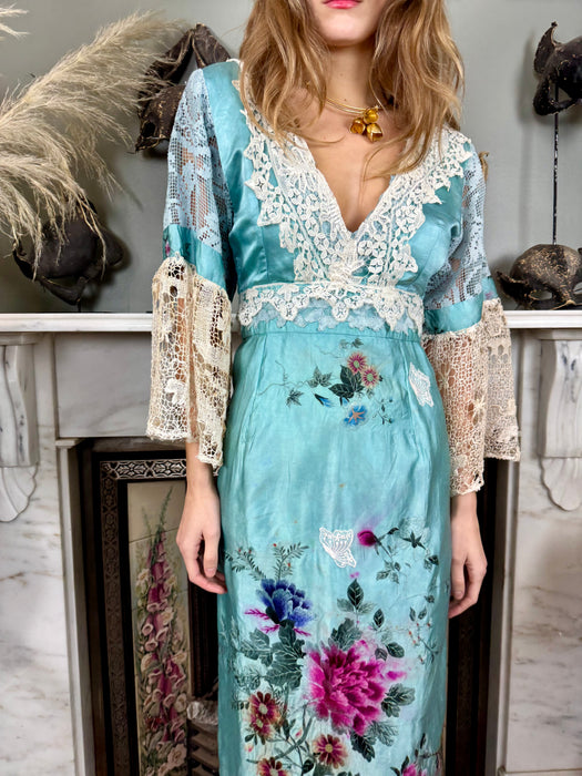 Havi, reworked 30s silk embroidered and lace dress