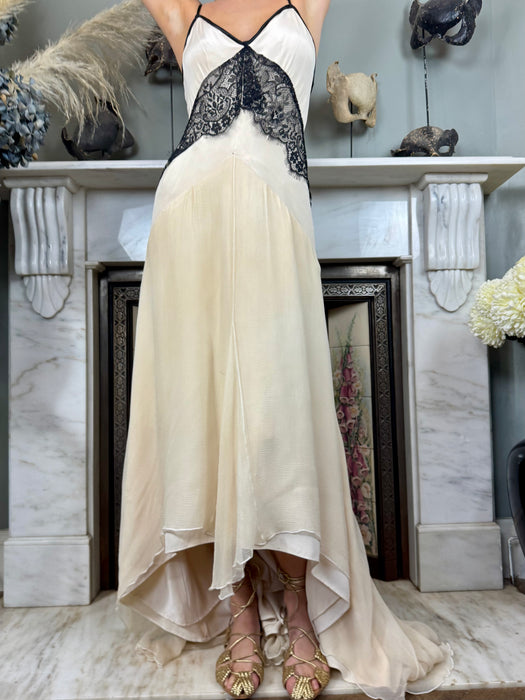 Maine, vintage cream chiffon and ice dress