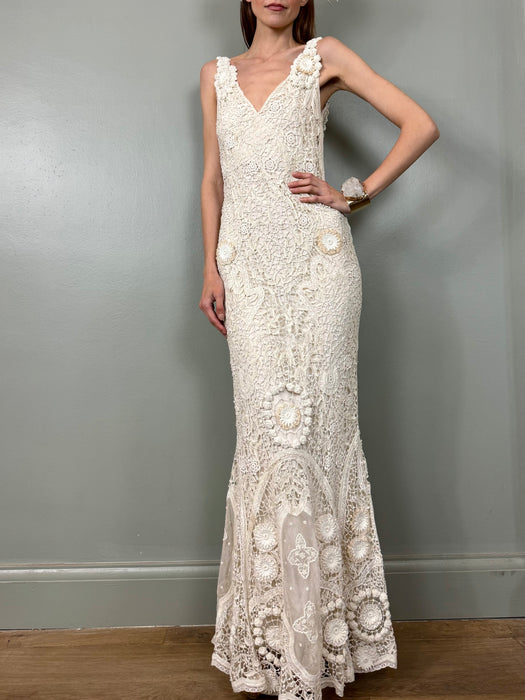 Ralph Lauren, Y2K cream crochet long dress