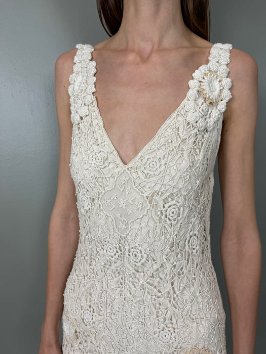 Ralph Lauren, Y2K cream crochet long dress