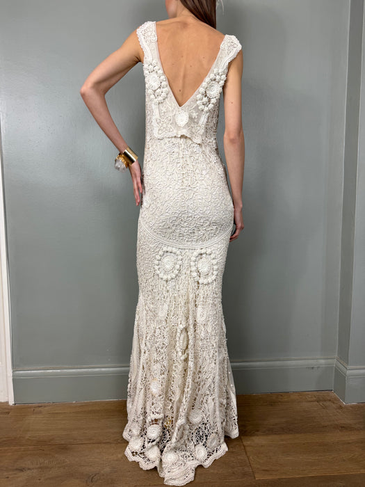 Ralph Lauren, Y2K cream crochet long dress