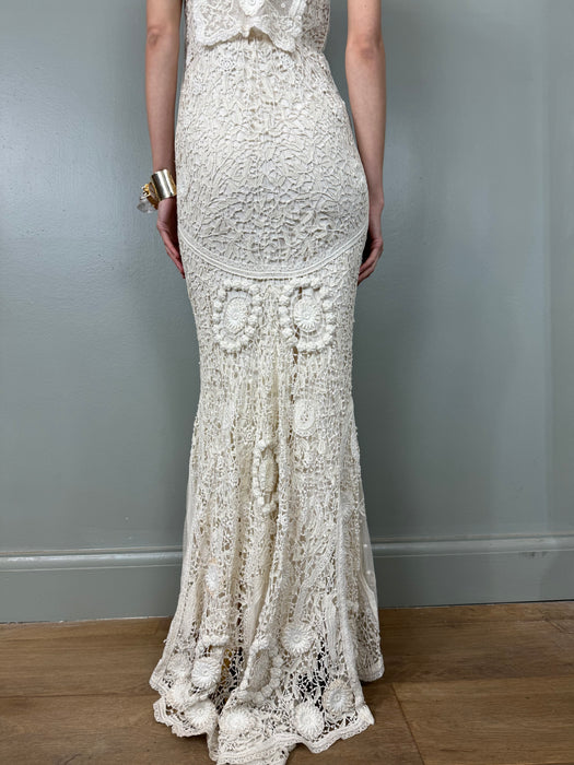 Ralph Lauren, Y2K cream crochet long dress