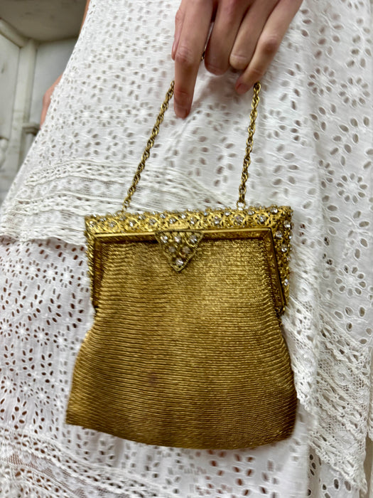 Leslie, 20s gold chainmail diamanté bag