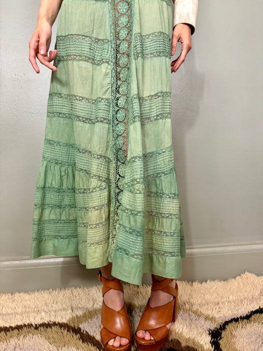 Matcha, Victorian hand dyed cotton and lace dress