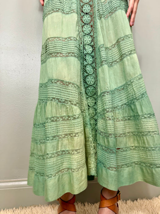 Matcha, Victorian hand dyed cotton and lace dress