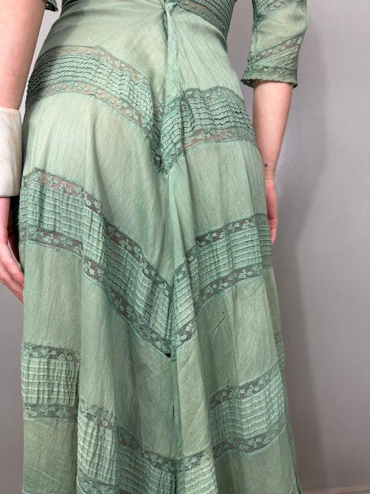 Matcha, Victorian hand dyed cotton and lace dress