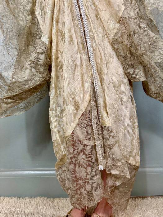 Eva, 20s silk lamé and silver lace robe