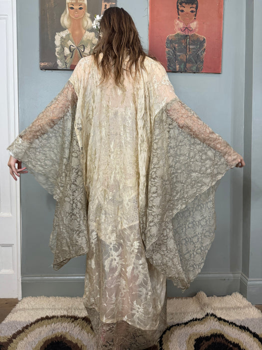 Eva, 20s silk lamé and silver lace robe