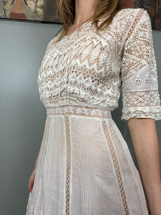 Edna, Victorian white lace cotton dress