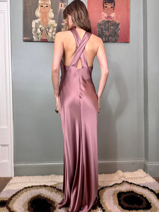 Ralph Lauren, long sik lilac bias cut Dress