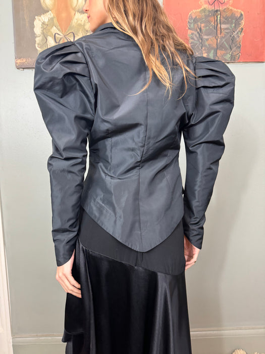 Norma Kamali, 80s silk black jacket