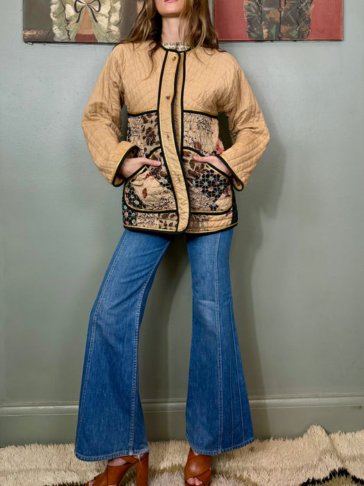 Polly, 70s quilted butterfly print jacket