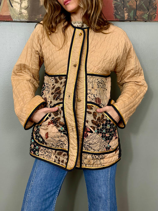 Polly, 70s quilted butterfly print jacket