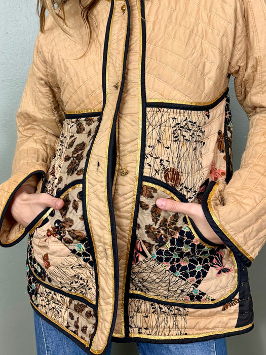 Polly, 70s quilted butterfly print jacket