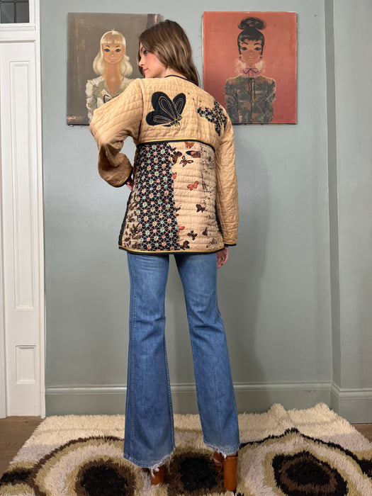 Polly, 70s quilted butterfly print jacket