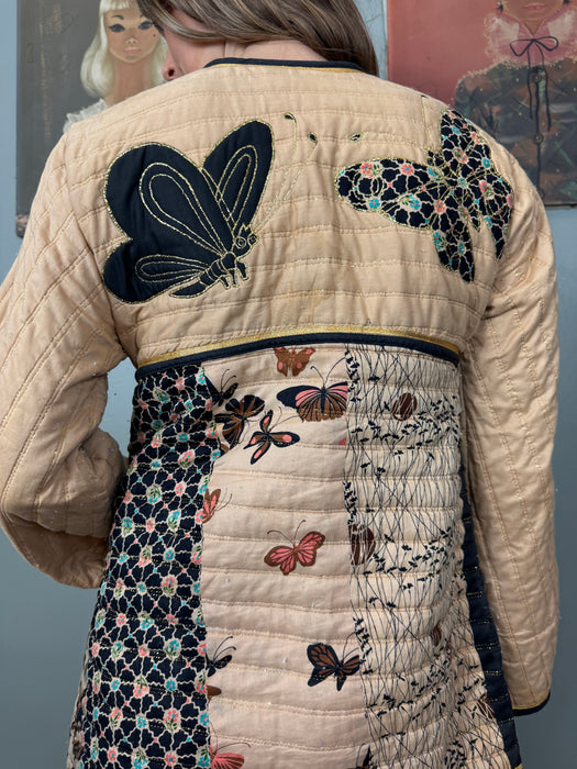 Polly, 70s quilted butterfly print jacket