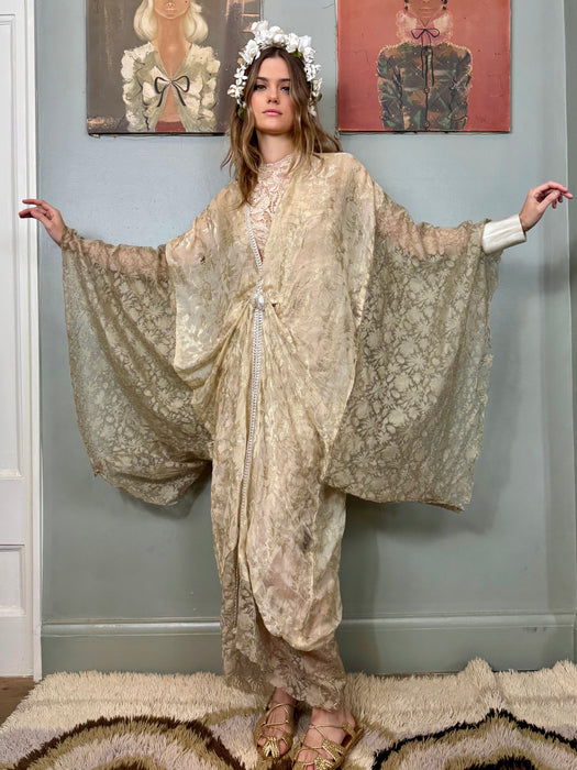 Eva, 20s silk lamé and silver lace robe