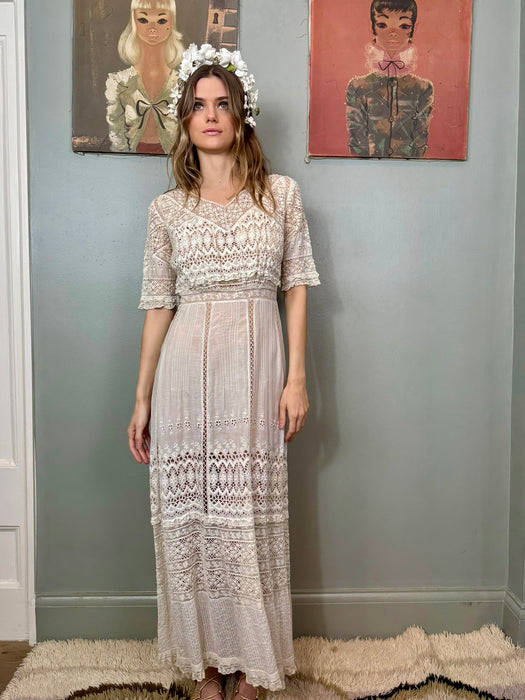 Edna, Victorian white lace cotton dress