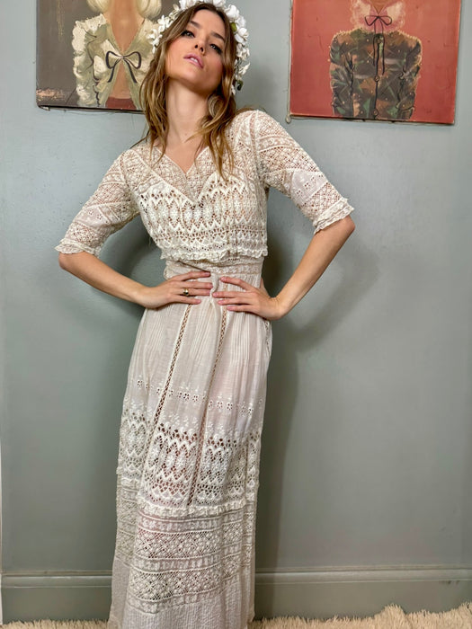 Edna, Victorian white lace cotton dress