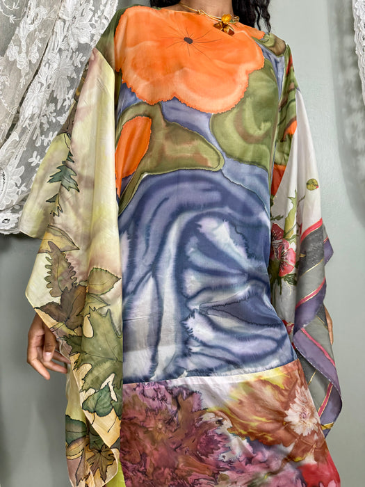 Hoda, 70s hand painted silk kaftan