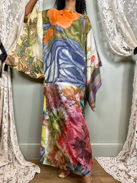 Hoda, 70s hand painted silk kaftan