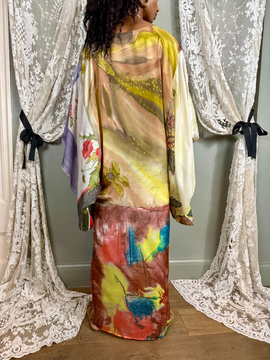 Hoda, 70s hand painted silk kaftan